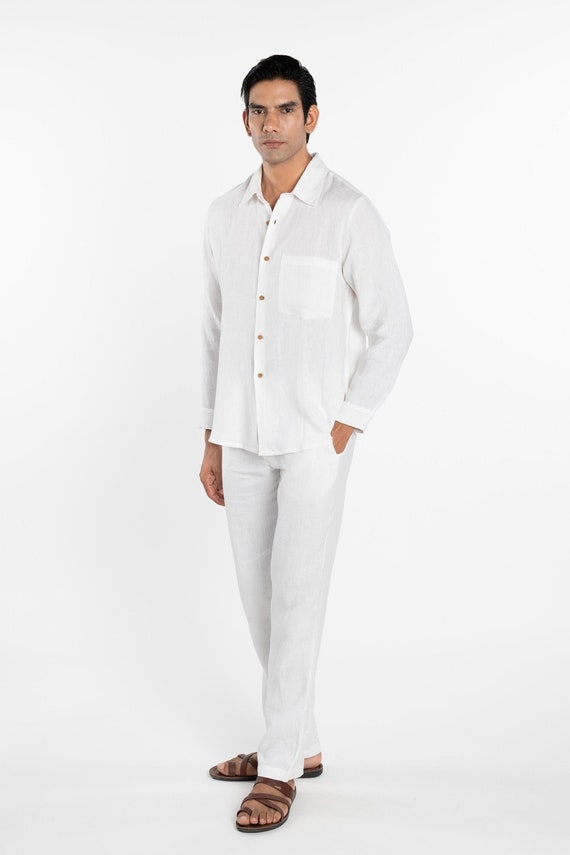 Buy Linen White Shirt for Men, Luxury Linen Shirt, Summar Linen Men Shirt  European Linen 