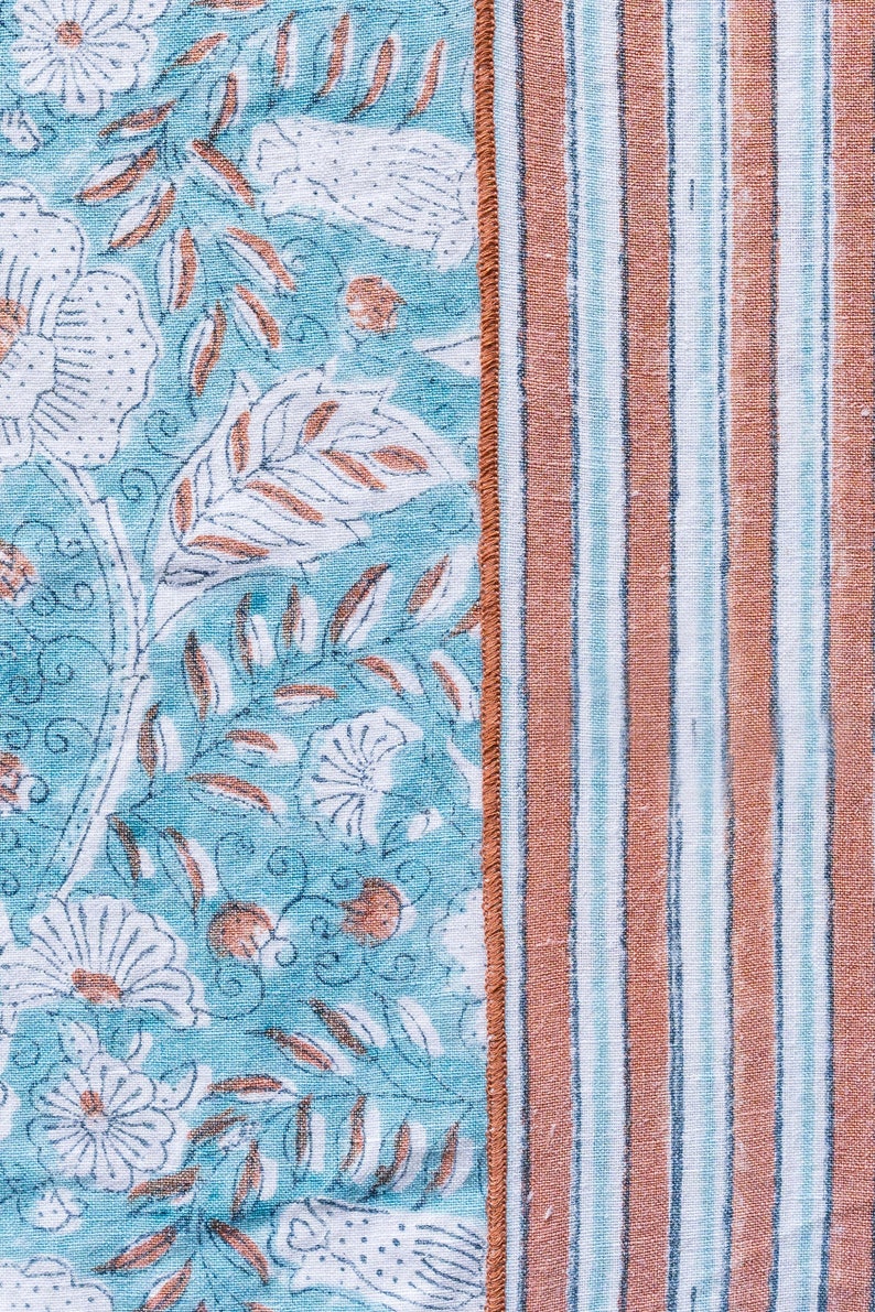 Compre Cojín/Funda de almohada de lino en línea con estampados florales en ambos lados / Color: mandarina, cualquier tamaño está disponible / Lino europeo imagen 5
