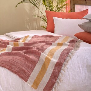 Soft and Cozy Linen Herringbone Throw for Home Décor Waffle blanket Couch throw Sofa throw image 2