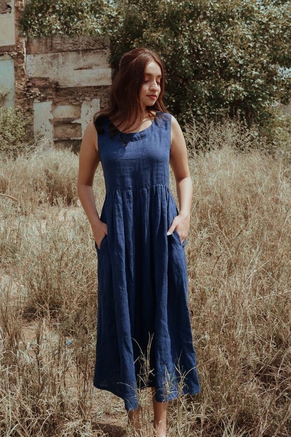 Gift Basket Blue Linen Dresses 