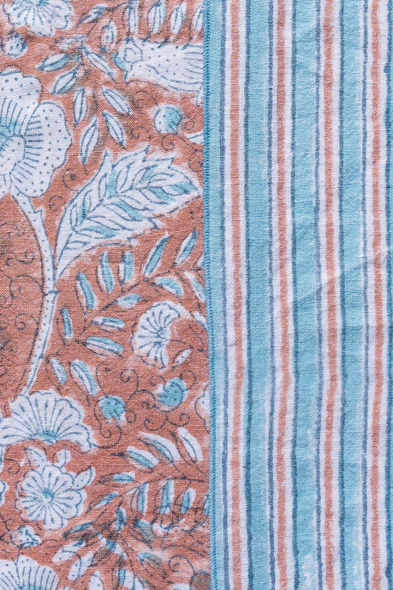 Buy Linen Hand Tucked Block Prints Quilt Online Colour Pink Single Twin XL Double Queen King Bed Sheet Set Mabel Orange
