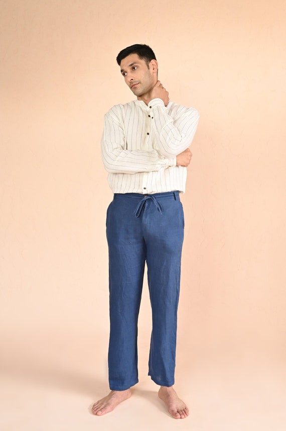 Men's Linen Pants TRUCKEE in Blue / Men's Trousers / Cargo Pants / Linen  Clothing for Men -  Canada