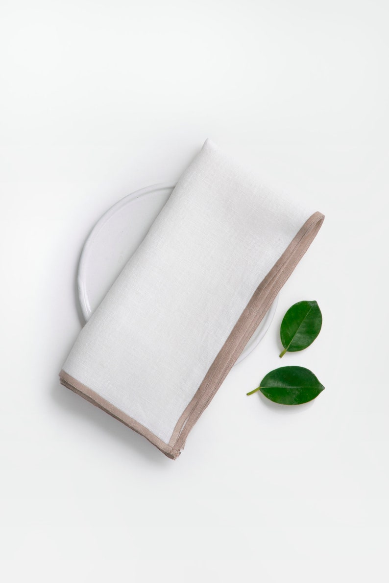 Handmade White Linen Napkin Set of 2 Eco-Friendly Table Linens for Stylish Dining image 1