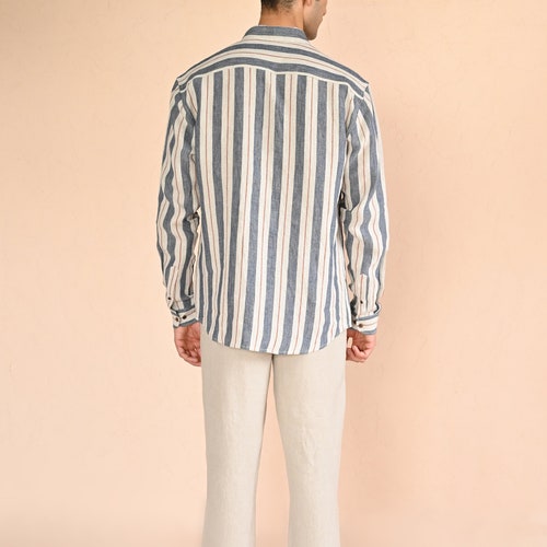 Shirt for men Vintage Linen shirt for men, Blue WILLOW Shirt, linen shirt with buttons Clothing shops for men, Handmade clothing Anniversary gift