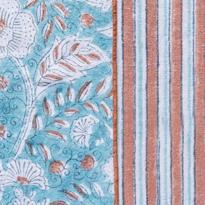 Compre colcha de lino con estampado de bloques escondidos a mano en línea Color rosa Juego de sábanas individual Twin XL doble Queen King Mabel Blue