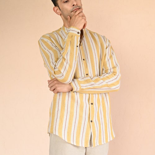 Linen shirt for men GAUA. Long sleeve, classic linen shirt with buttons. Summer shirt. Linen shops Clothing for men, Handmade clothing for men