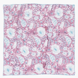 Blue floral print linen napkin set of 2. Handmade, pre washed linen napkin set. Nautical linen napkins. Quality table linens. image 2