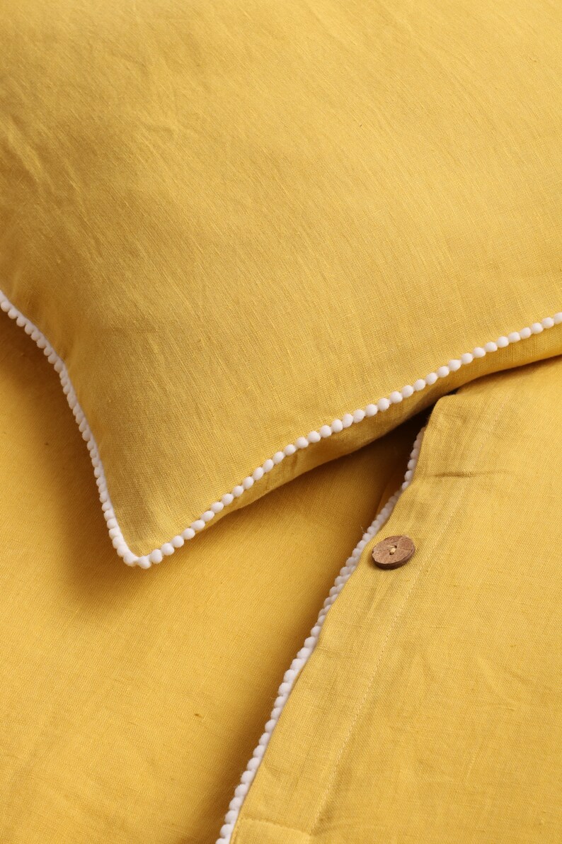 Linen Duvet Set 3 Pcs With Trim Lace King Duvet Set Queen Etsy