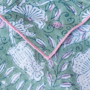 100 % Linen Table Cloth in block prints of stripes and floral patterns Dios Green, Table clothes, Linen fabric Table Cloth, European linen image 5