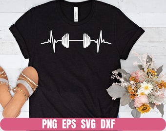 Fitness Herzschlag Hantel Design, Workout T-Shirt Druck (digitaler Download)