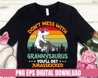 Grannysaurus Dinosaur T-Shirt Design PNG EPS (Digital Download)
