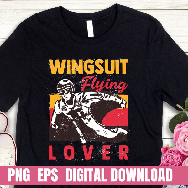 Tuta alare Flying Lover Design Png Eps Stampa Sublimazione Tshirt PNG Digital File Download
