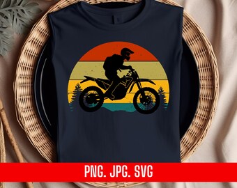 Retro Sunset Motorbike Design, T-Shirt Printing PNG EPS JPG (Digital Download)