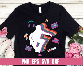 Design Png Eps Svg Dxf Skater Girl Skateboarding Printing Sublimation Tshirt Digital File Download