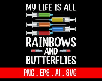 Rainbow Butterflies Phlebotomist Design (Digital File)