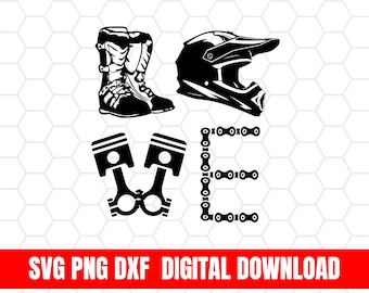 Dirtbike Love Design, Motorcross SVG, PNG, DXF (Digital Download)