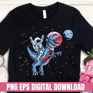 PNG EPS SVG Design Astronaut Riding T-Rex Dinosaur Printing T-shirt Sublimation Digital File Download