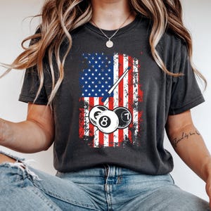USA flag billiards pool player PNG design