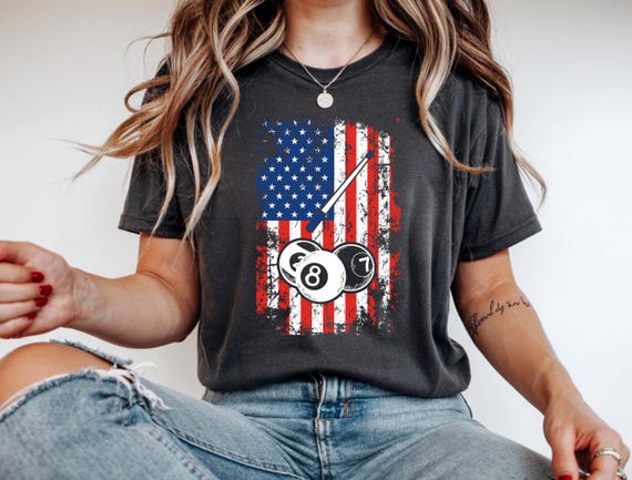 USA Flag Billiards png eps svg | Patriotic Pool Player Design | American Cue Sport Sublimation Digital Download