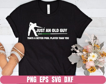 Diseño de jugador de billar veterano, sublimación de billar (archivo digital)