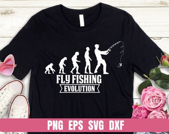 Divertido diseño de evolución de la pesca con mosca (descarga digital)