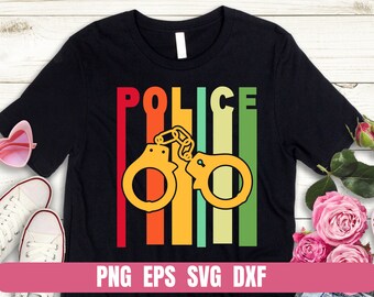 Design Png Eps Svg Dxf Vintage Retro Police Officer Job Printing Sublimation Tshirt PNG Digital File Download