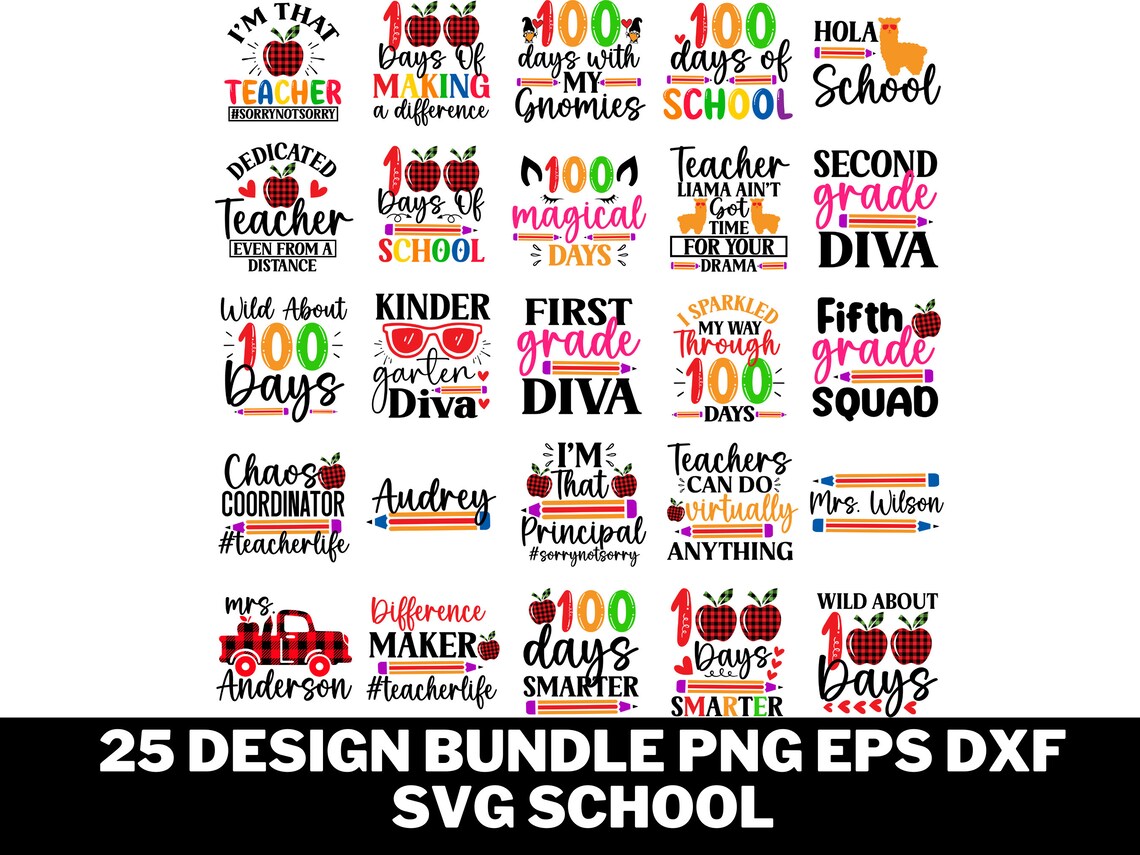 25 Design Bundle Back to School SVG Bundle Printing Sublimation - Etsy