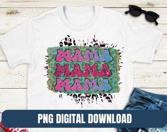 Mama Leopardenmuster PNG, Western T-Shirt Design (Digitale Datei)