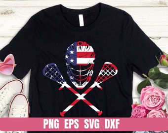 Design Png Eps Svg Dxf Lacrosse Lax Helmet Sticks American Flag Printing Sublimation Tshirt Digital File Download