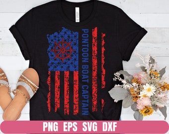 Pontoon Boat Captain American Flag Design (Digital Download)