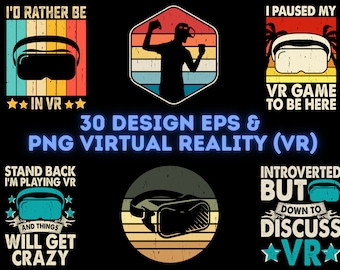 VR Games T-Shirt Designs Bundle, Printing Sublimation (Digital Download)