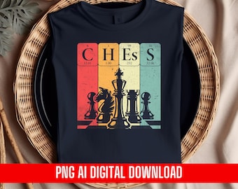 Design Png Ai Chess Prodictabile Retro Board Game Printing Sublimation T-shirt Digital File Download