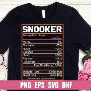 Snooker Player Nutrition Facts svg png eps dxf | Funny Billiards Player Label Cut File | Cricut Silhouette Digital Download