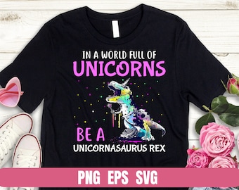 Design per maglietta Unicornasaurus Rex, dinosauro unicorno PNG SVG EPS (download di file digitale)