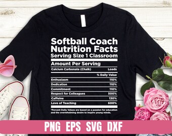Softball Trainer Ernährung Fakten Design, T-shirt Sublimation (Digitaler Download)