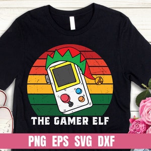 Gamer Elf Christmas T-shirt Design (png, svg, eps, dxf) (Digital Download)