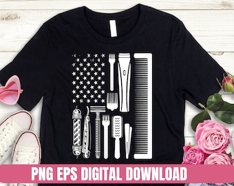 Design Barber Tools Comb scissor Printing Sublimation Tshirt PNG & EPS Digital File Download