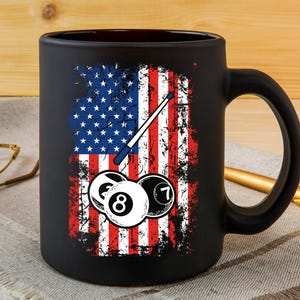 USA flag billiards pool player PNG design
