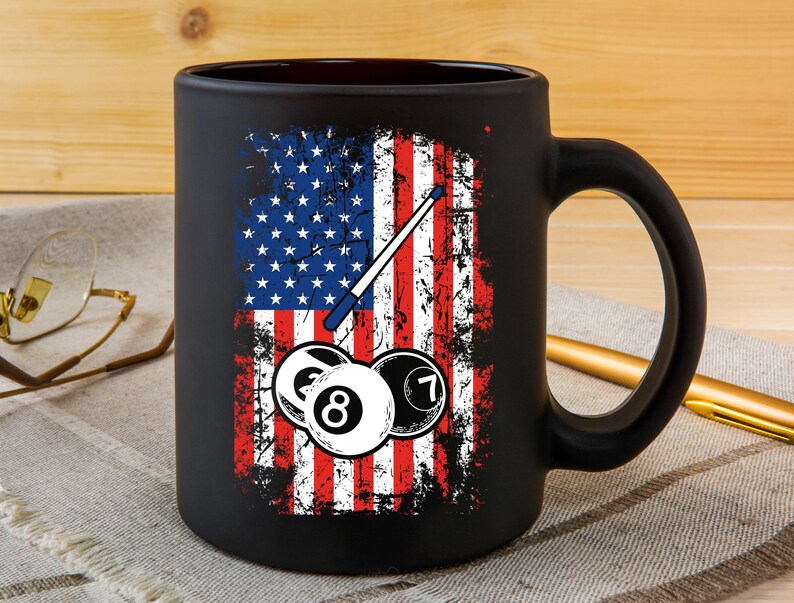 USA flag billiards pool player PNG design