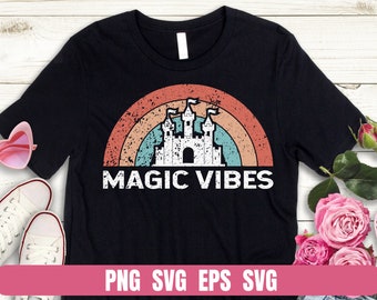 Magic Vibes Castle Rainbow Design, Kids Vacation T-Shirt (Digital File)