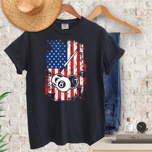 USA flag billiards pool player PNG design