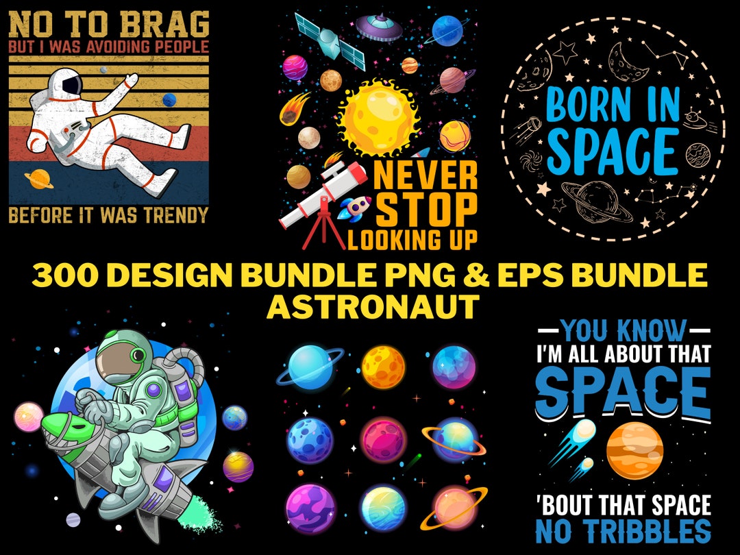 Diseño de paquete 300 PNG y EPS Astronauta Impresión espacial ...