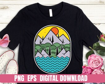 Senderismo Minimalize Mountain Printing Sublimation Tshirt Png Eps Digital File Download