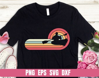 Design Png Eps Svg Dxf Retro Kajakpaddling Tryck Sublimering Tshirt Digital Fil Nedladdning