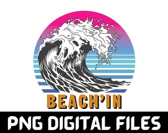Sublimatieontwerp strandgolven, zomeroceaan, png (digitale download)