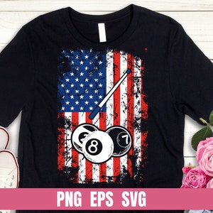 USA flag billiards pool player PNG design