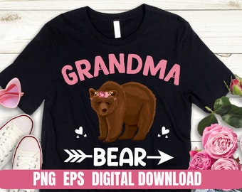 おばあちゃんベアデザイン PNG EPS 印刷昇華 Tシャツ PNG デジタルファイルダウンロード