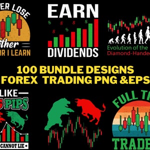 100 Bundle Design PnG and EPS Forex Trading Printing Sublimation DTG Tshirt PNG Digital File Download