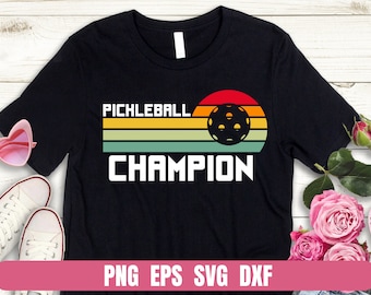 Diseño retro vintage de campeón de pickleball (descarga digital)