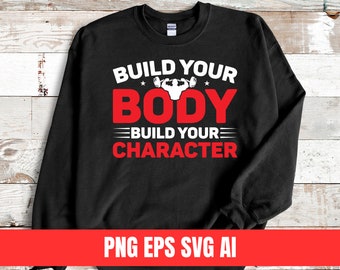 Design för fitnessmotivation, bygg din kropp, gym-T-shirt (digital nedladdning)